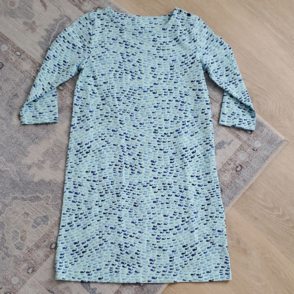 Vineyard Vines Teen Girls Blue Whale Dress SzL (14)